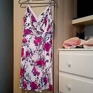 Express Burgundy and Purple Floral Dress Sz L